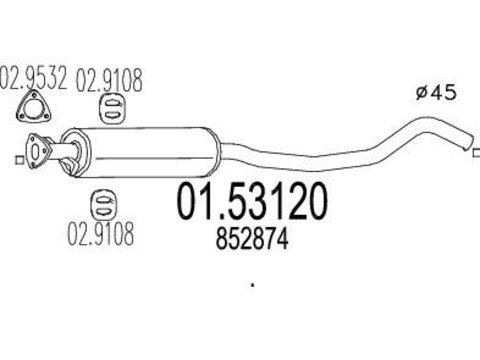 01.53120 toba intermediara mts pt opel vectra a