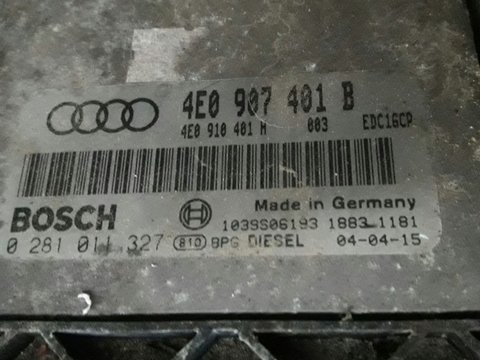 0281011327 calculator motor ecu 4e0907401b Audi A8 3.0tdi quattro asb