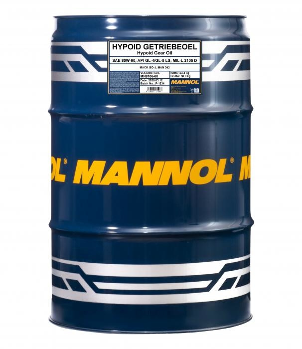 8106 ULEI TRANSMISIE CUTIE SAE 80W 90 API GL 5 # HYPOID GETR OEL 60L # MANNOL