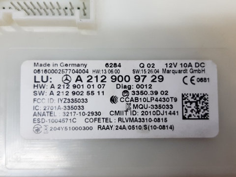 A2129009729 Modul Inchidere Centralizata / Calculator Keyless Mercedes GLE W166