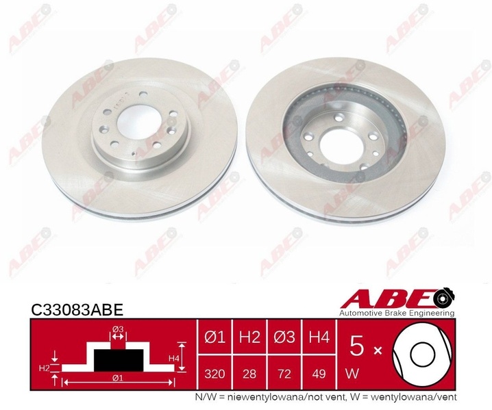 Abe set 2 discuri frana fata pt mazda cx-7, cx-9