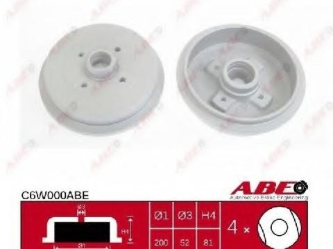 Abe set 2 tamburi frana pt audi 80,90, coupe