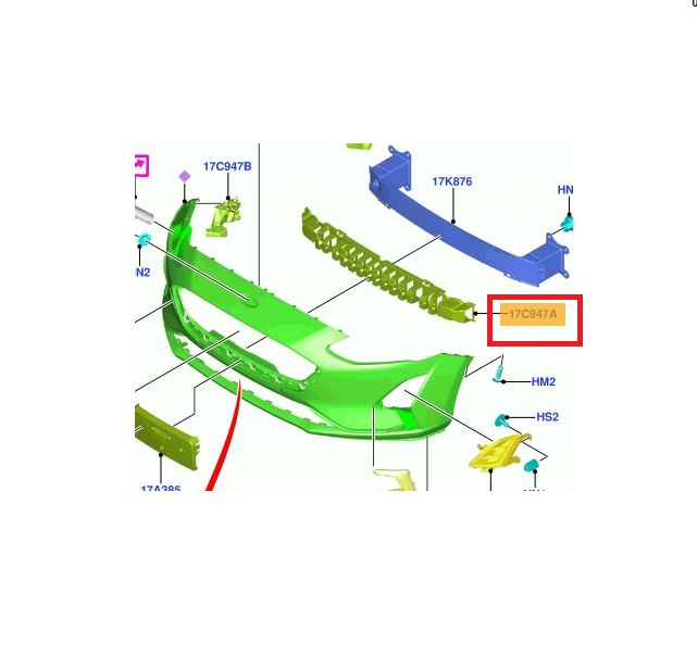 Absorbant bara, tampon Ford Focus, 04.2018-, Fata, Aftermarket