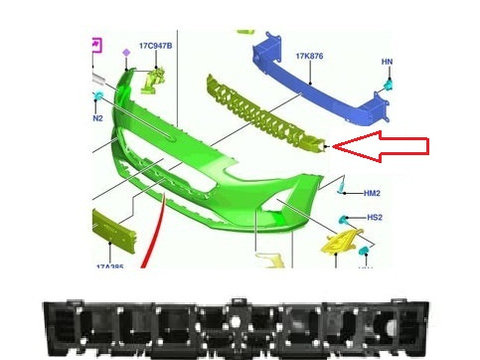 Absorbant socuri bara fata (plastic) pentru Ford Mustang