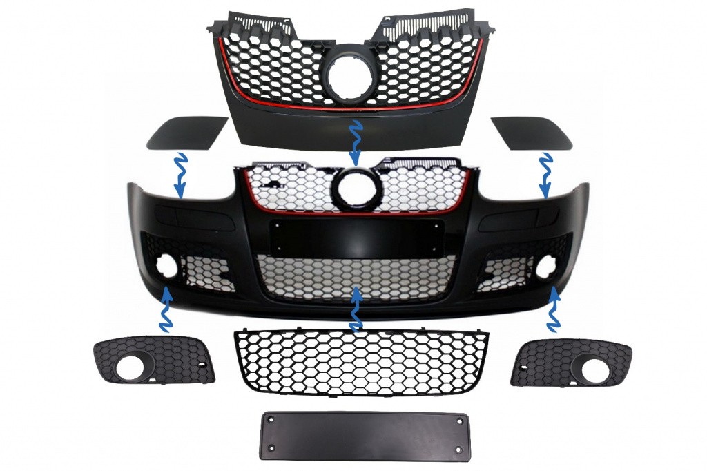 Accesorii Grile compatibil cu Bara fata GTI Look VW Golf 5 V (2003-2007) VW GOLF V Hatchback (1K1) (2003-2007) ,GOLF V Variant (1K5) (2007-2009)