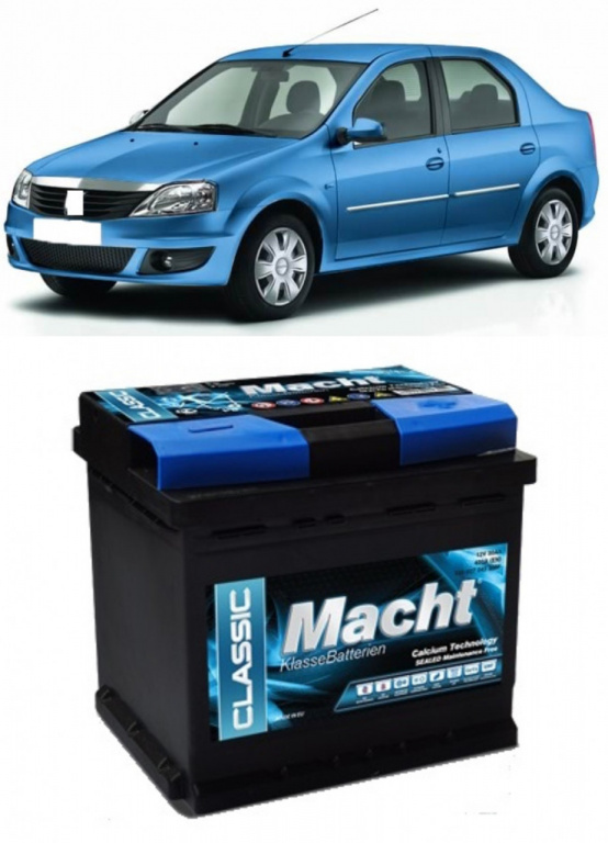 Acumulator 50 Ah Baterie Dacia Logan 1.4 mpi benzina (2004-2012) Macht, 2 ani garantie , 50 de amperi 25342Macht