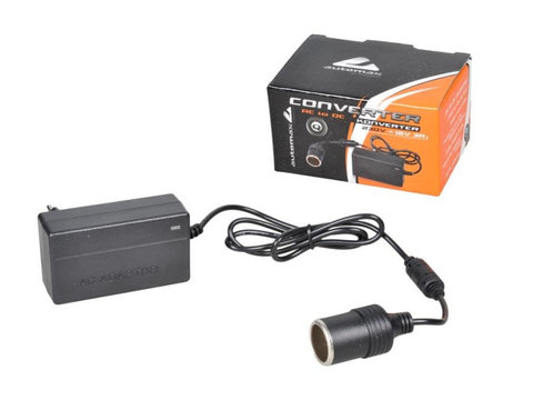 Adaptor 220V-12V bricheta auto, Invertor de tensiune auto Automax 230V-12V , 36W, max 3A , transformator, convertizor