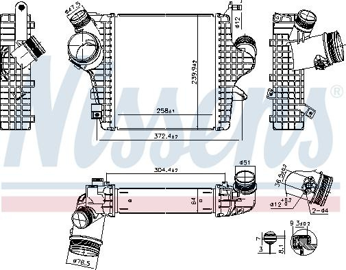 Admisie racitor de aer Intercooler AUDI Q7 Q8 VW TOUAREG 3.0-3.0H 02.18- Nissens 961304