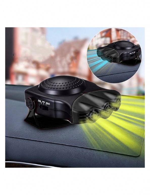 Aeroterma Auto 2in1, Ventilate, Incalzire Rapida si Dezghetare Geamuri, 12V, Putere 150W, cu mufa de bricheta AVX-AM02385