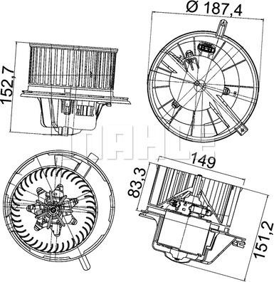 Aeroterma ventilator habitaclu VW TIGUAN (5N_), Crossover, 09.2007 - 07.2018 MAHLE AB 148 000P
