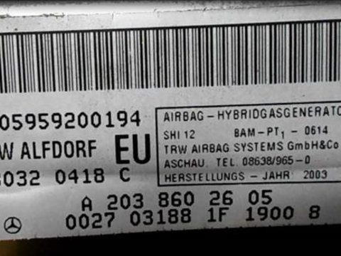 Airbag Usa Dreapta Fata MERCEDES-BENZ C-CLASS (W203) C 200 CDI (203.007) OM 646.962
