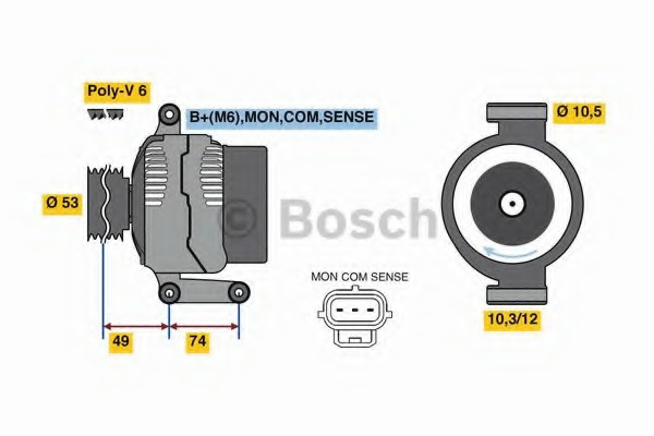 Alternator 0 986 049 460 BOSCH pentru Ford Mondeo Ford Ecosport Ford Focus