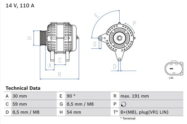 ALTERNATOR ~ 0 986 083 270 ~ BOSCH ~ SKODA OCTAVIA III Combi (5E5, 5E6) 2.0 TSI RS 1.4 TSI 1.0 TSI 2.0 TDI 1.6 TDI 2.0 TDI RS 1.6 TDI 4x4 1.2 TSI 2.0 TDI / TDI RS 4x4 1.4 TSI G-TEC 1.6 1.5 TSI 2.0 TDI 4x4 105cp 110cp 115cp 140cp 143cp 150cp 184cp 230