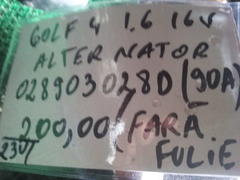 Alternator 0289030280(90A)fara fulie Golf 4 1.6 16 valve