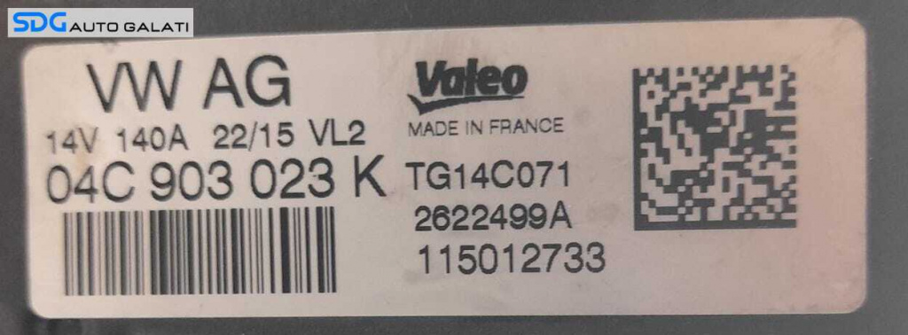 Alternator 140A 14V Skoda Fabia 3 1.0 TS