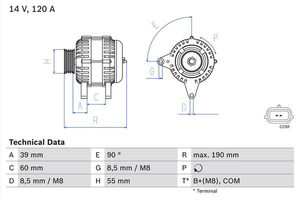 Alternator 14V 120A se potrivește. DACIA DUSTER LODGY RENAULT CLIO II CLIO II-HATCHBACK CLIO III CLIO III-HATCHBACK FLUENCE GRAN RENAULT MEGANE III Grandtour (KZ0/1), Turism, 11.2008 - BOSCH 0 986 049 030