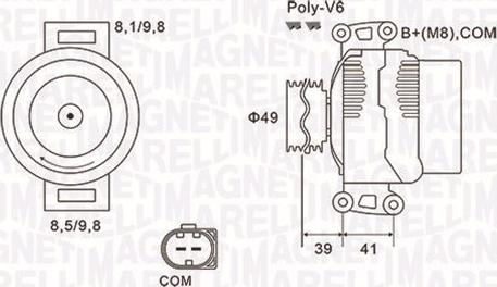 Alternator 14V 180A BMW 1 E81 1 E82 1 E87 1 E88 3 E90 3 E91 3 E92 3 E93 5 E60 5 E61 6 E63 6 E64 7 E65 E66 E67 X1 BMW X5 - II (E70), Crossover, 02.2006 - 07.2013 Magneti Marelli 063731953010
