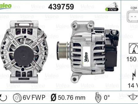 Alternator 439759 VALEO pentru CitroEn C4 Peugeot 508 CitroEn C5 Peugeot 308 Peugeot 207 Peugeot 3008 Peugeot 5008 CitroEn Berlingo