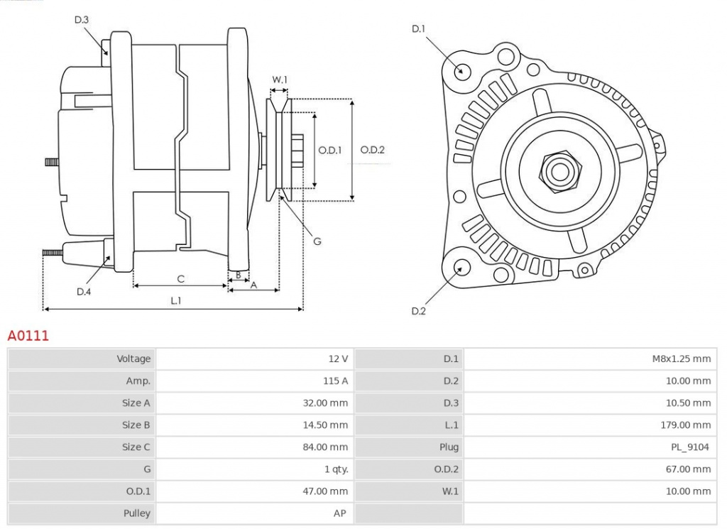Alternator AS-PL AUDI COUPE B2 (81, 855,