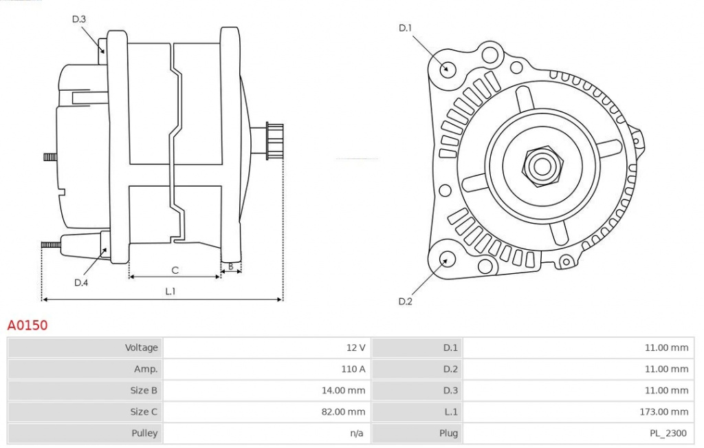 Alternator AS-PL MERCEDES-BENZ A-CLASS (