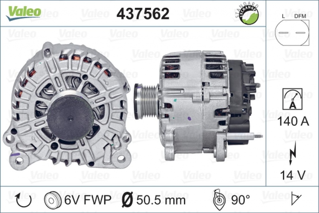 Alternator AUDI A3 Sportback 8PA VALEO 437562