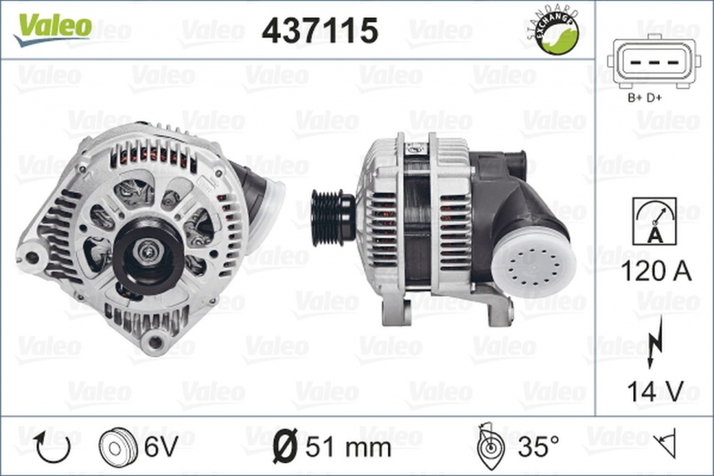 Alternator BMW 3 Cabriolet E36 VALEO 437115