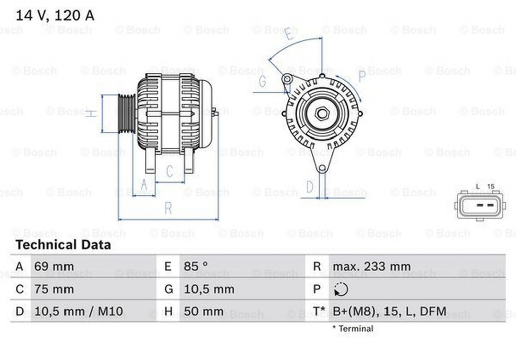 Alternator BMW 5 E39 BOSCH 0986041810