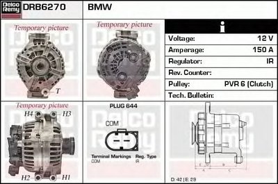 Alternator BMW Z4 E85 DELCOREMY DRB6270