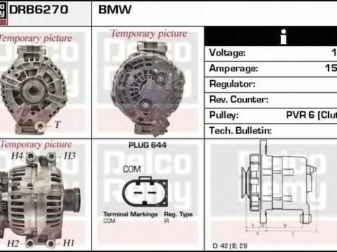 Alternator BMW Z4 E85 DELCOREMY DRB6270