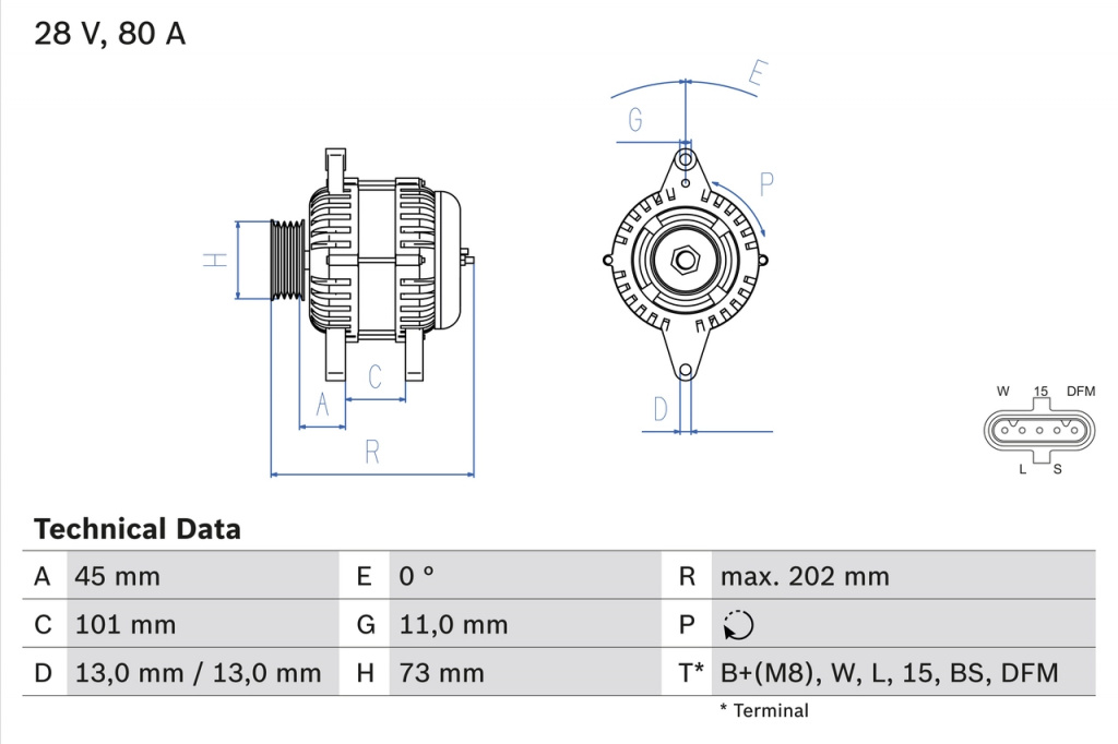 Alternator BOSCH VOLVO FH 2005-2017 - 0 986 047 440