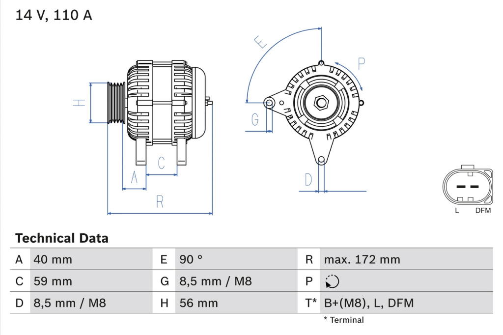 Alternator BOSCH VW GOLF V (1K1) 2004-2009 - 0 986 045 330
