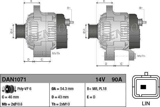 Alternator CITROEN C-ELYSEE (DD_) DENSO DAN1071