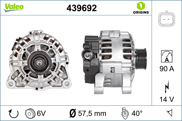 Alternator # CitroEn Nemo 2008 2009 2010 2011 2012 2013 2014 2015 2016 2017 2018 2019 2020 2021 2022 2023 2024 2025 # 439692 # VALEO
