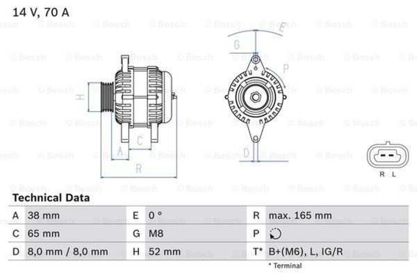 Alternator DAEWOO KALOS Klass BOSCH 0986082910