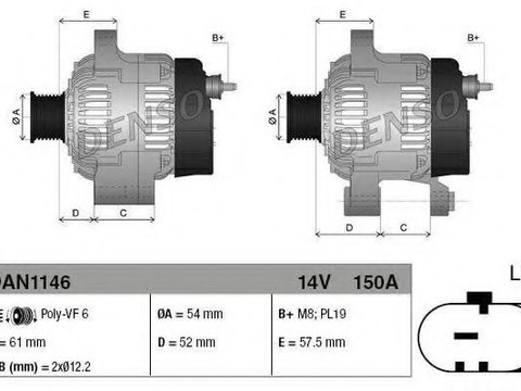 Alternator FIAT 500X (334) (2014 - 2016) DENSO DAN1146