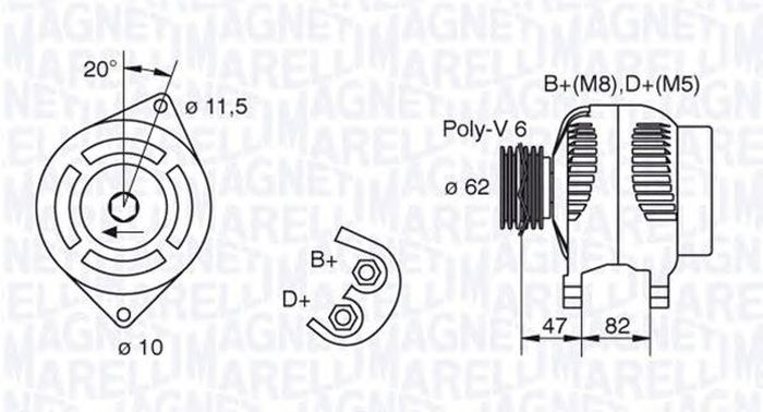 Alternator FIAT BRAVO I 182 MAGNETI MARELLI 063321615010