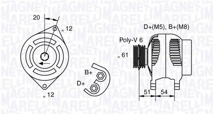 Alternator FIAT MAREA Weekend 185 MAGNETI MARELLI 063321862010