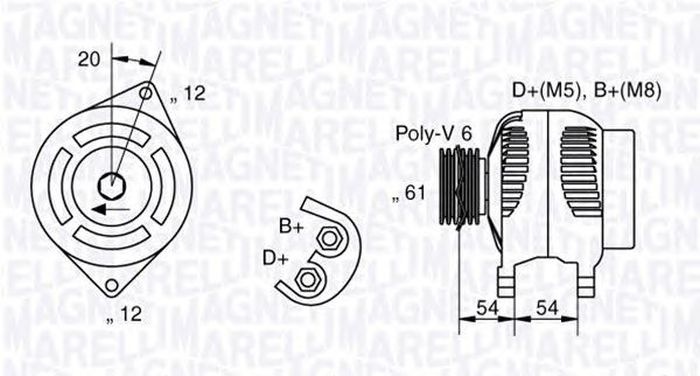 Alternator FIAT PUNTO Van 188AX MAGNETI MARELLI 063321826010
