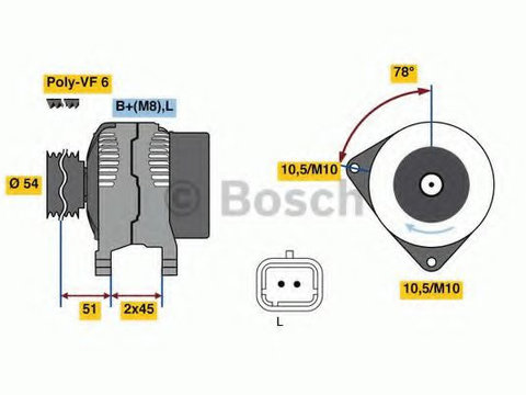 Alternator FIAT SCUDO platou / sasiu (272, 270) (2007 - 2016) Bosch 0 986 080 660