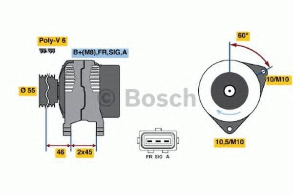 Alternator FORD FIESTA V Van BOSCH 0986049151