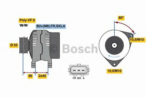 Alternator FORD FOCUS II Cabriolet (2006 - 2016) Bosch 0 986 049 071