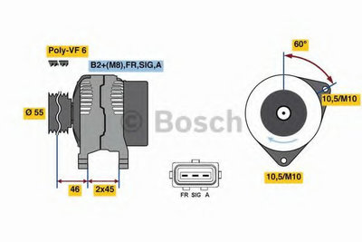 Alternator FORD FOCUS II (DA_) (2004 - 2012) Bosch