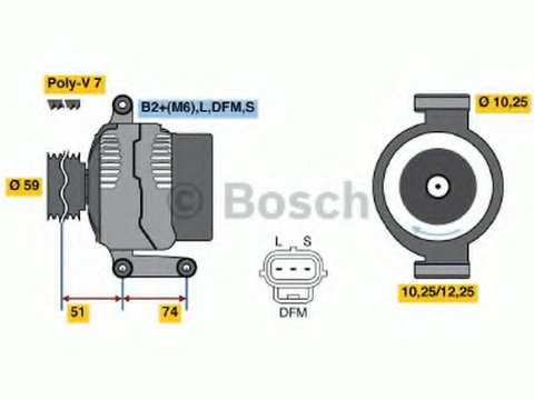 Alternator FORD TRANSIT Van (FA_ _) (2000 - 2006) Bosch 0 986 045 370