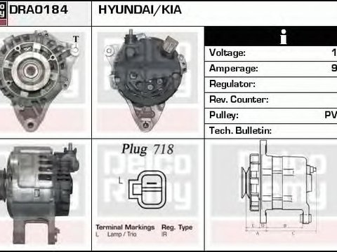 Alternator HYUNDAI COUPE GK DELCOREMY DRA0184