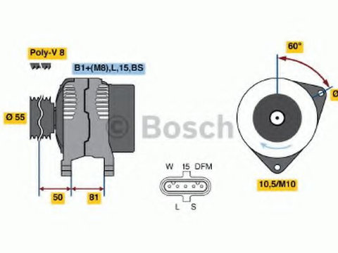 Alternator IVECO EuroCargo (1991 - 2011) Bosch 0 986 045 160