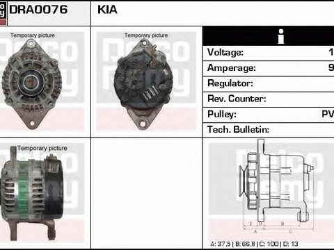 Alternator KIA CARENS I FC DELCOREMY DRA0076