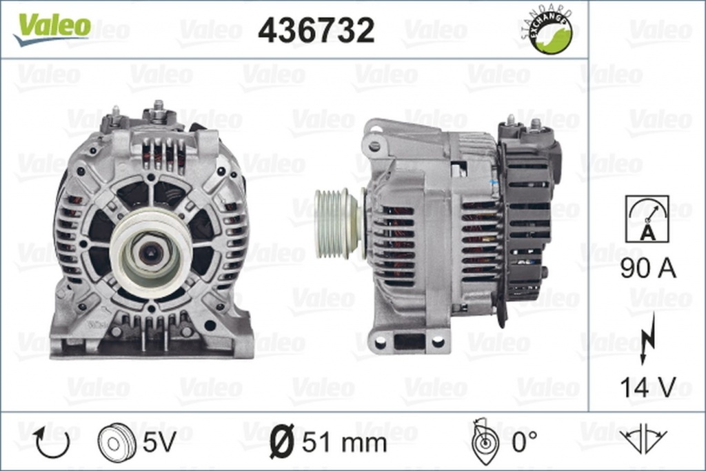 Alternator MERCEDES-BENZ A-CLASS W169 VALEO 436732