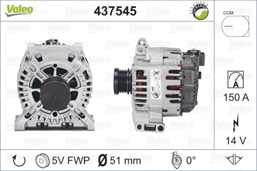 Alternator MERCEDES-BENZ A-CLASS W169 VALEO 437545