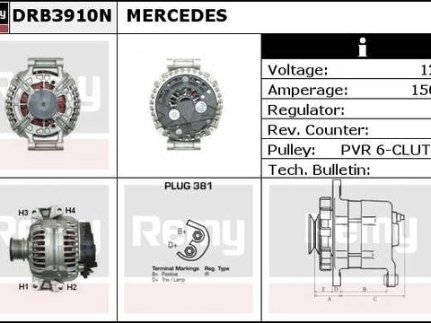 Alternator MERCEDES-BENZ C-CLASS T-Model S203 DELCOREMY DRB3910N