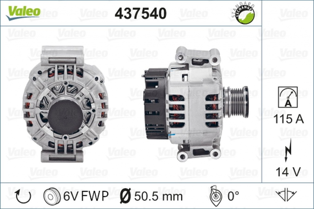 Alternator MERCEDES-BENZ E-CLASS combi S210 VALEO 437540